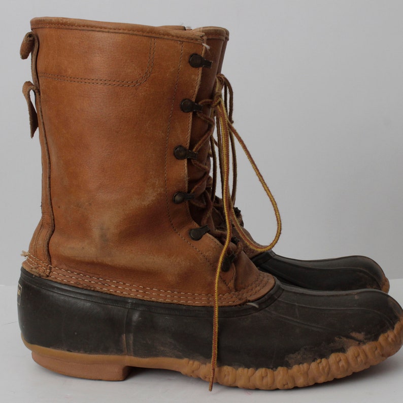 Vintage LL Bean Boots Men's Leather Duck 12 US Retro UK