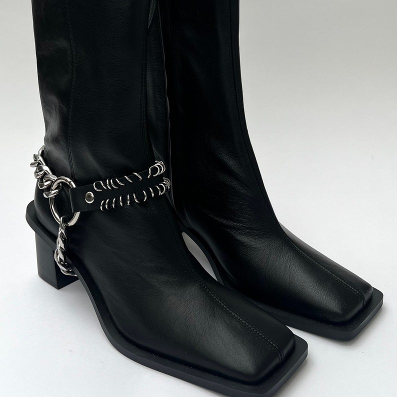 Handmade Leather and Stainless Steel Boot Harnesses Punk