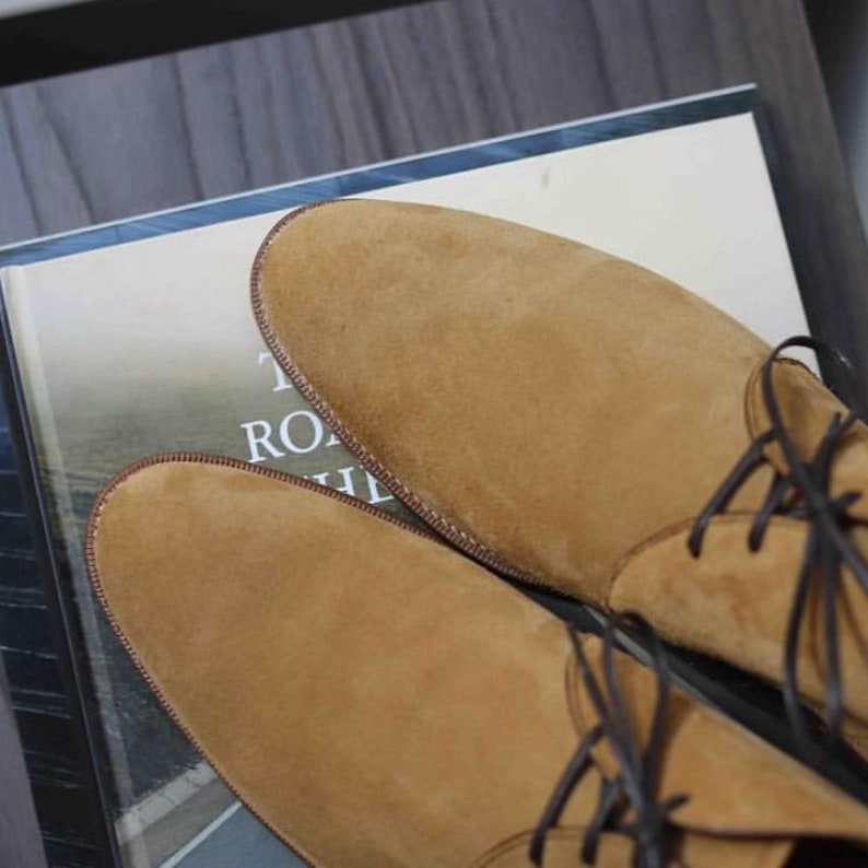 Handmade Genuine Suede Leather Chukka Boots for Men's