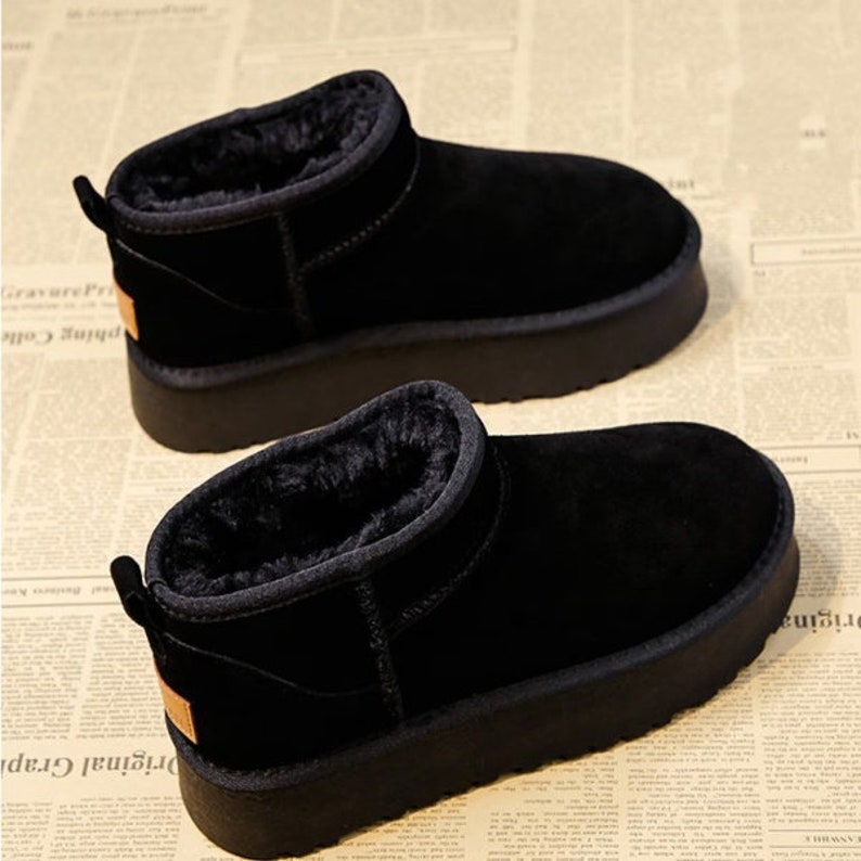 Womens Leather Ankle Handmade Fashion Woolen Fur Brown