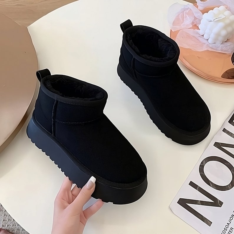 Womens Leather Ankle Handmade Fashion Woolen Fur Brown
