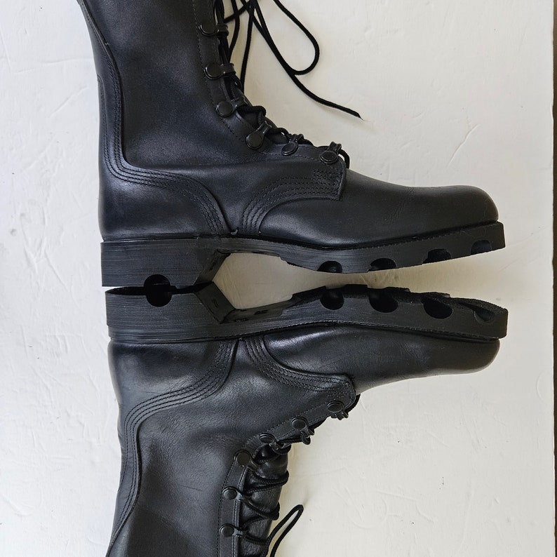 R O Search Vintage Military Combat Boot Black Leather Size 5 R