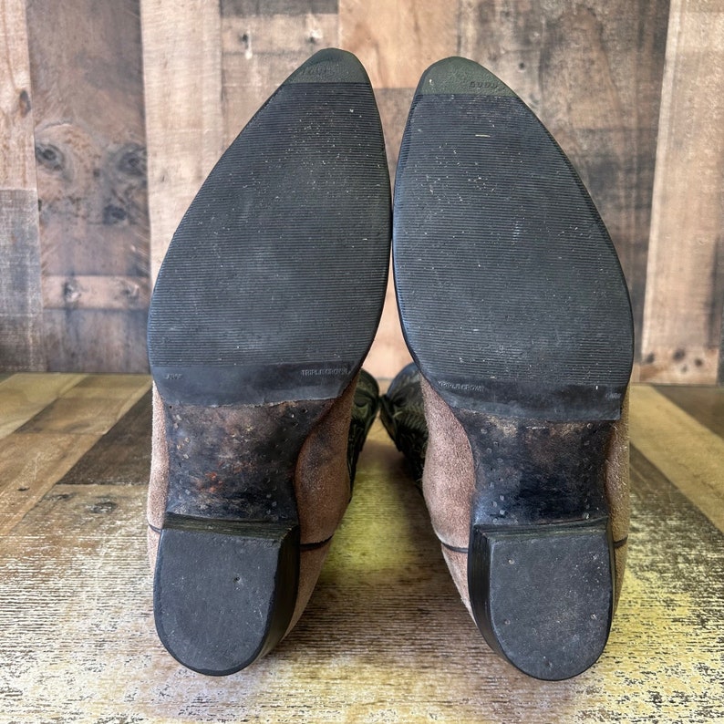 Larry Mahan Vtg Suede Cowboy Boots Mens 10.5 D