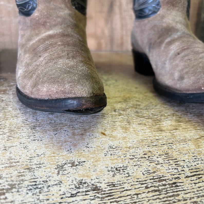 Larry Mahan Vtg Suede Cowboy Boots Mens 10.5 D