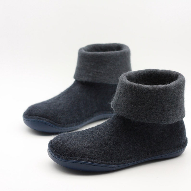 Handmade Felted Wool Women Slouchy Boots Water Repellent
