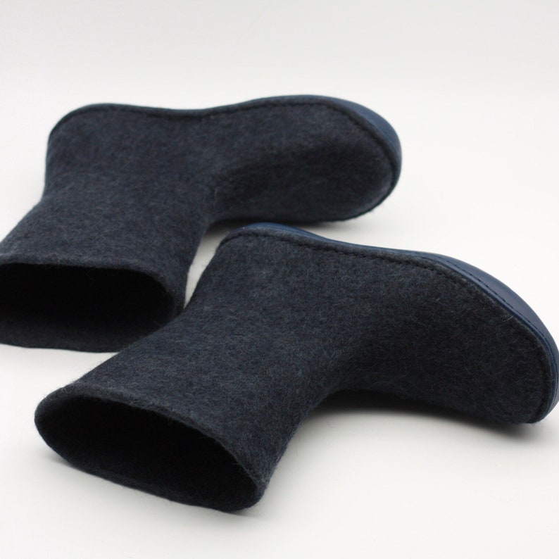Handmade Felted Wool Women Slouchy Boots Water Repellent
