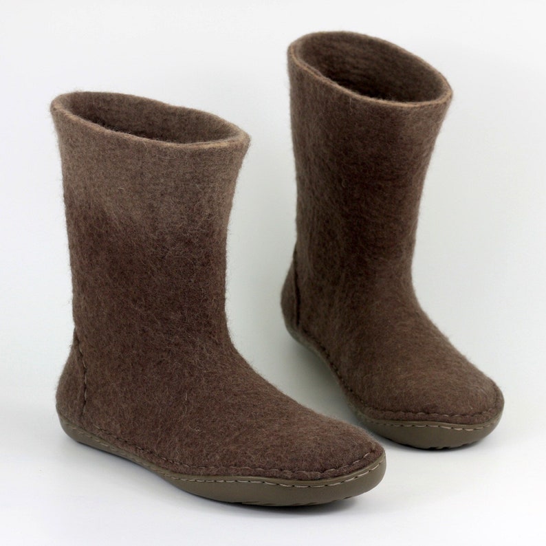 Handmade Felted Wool Women Slouchy Boots Water Repellent