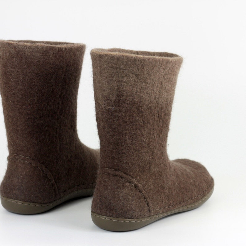 Handmade Felted Wool Women Slouchy Boots Water Repellent
