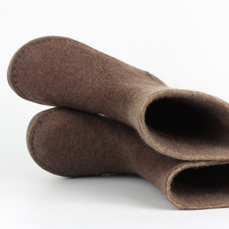 Handmade Felted Wool Women Slouchy Boots Water Repellent