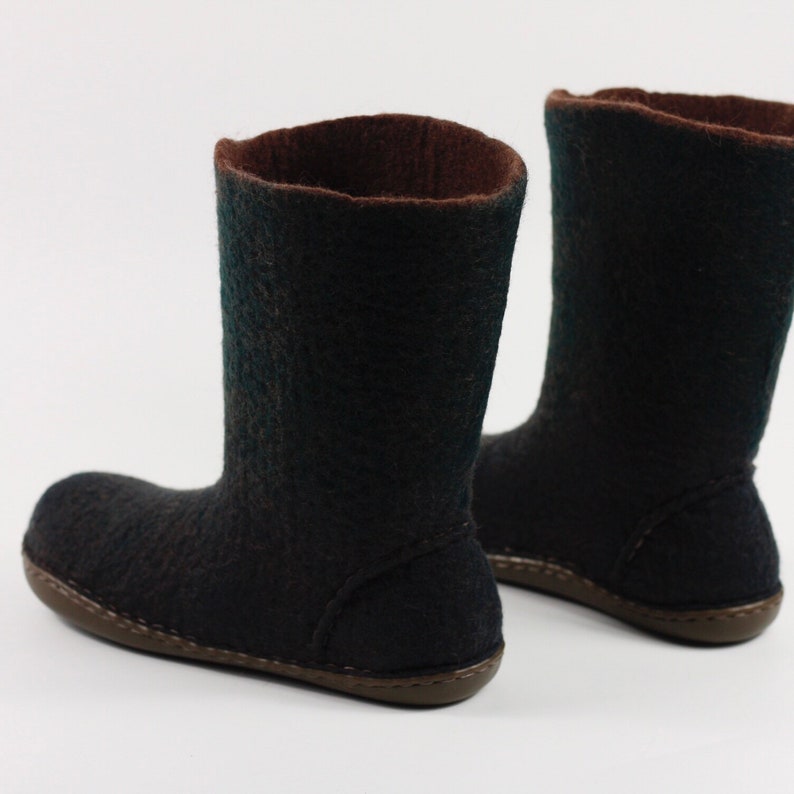 Handmade Felted Wool Women Slouchy Boots Water Repellent