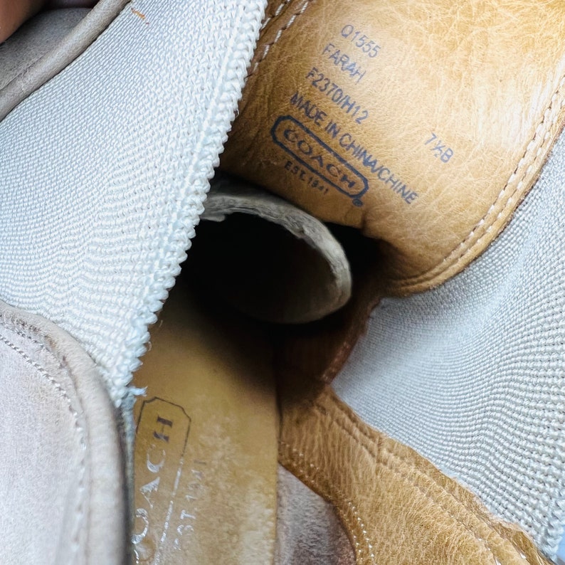 COACH Farah Cobblestone Nubuck Leather Stacked Wedge Ankle