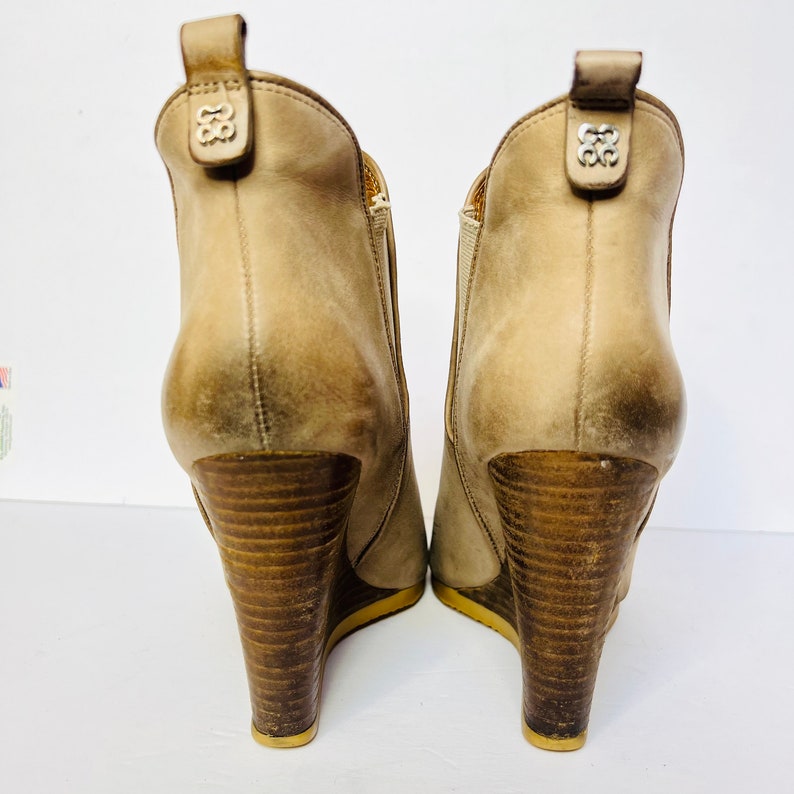 COACH Farah Cobblestone Nubuck Leather Stacked Wedge Ankle