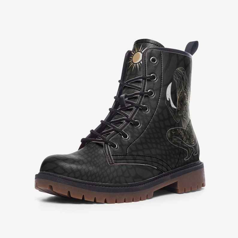 Moon and Sun Boots Black Boots Vegan Leather Lace up Combat
