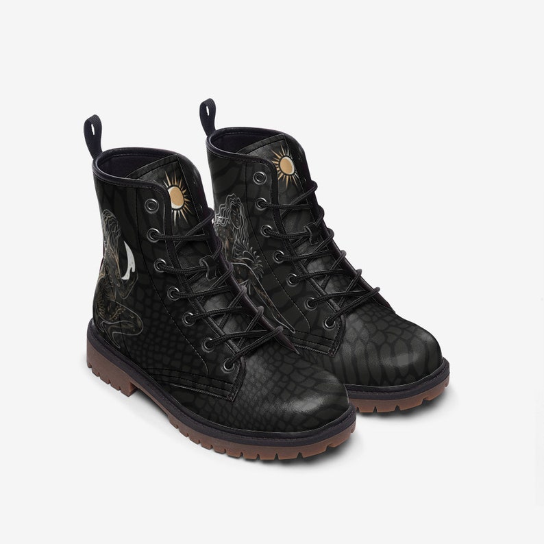 Moon and Sun Boots Black Boots Vegan Leather Lace up Combat