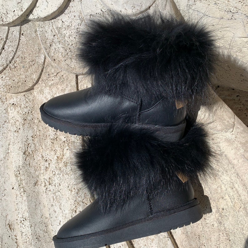 Inoli Brand Black Sheepskin Fur Womens Leather Winter Cold