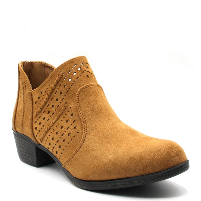 Women Western Cowboy Stylish Hollow Ankle Booties V Sharp