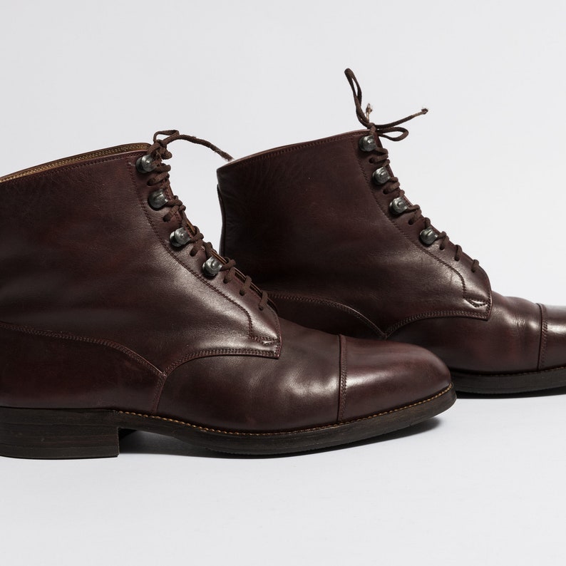 60s Vintage Woman Burgundy High Round Toe Boots Size EUR 41 US