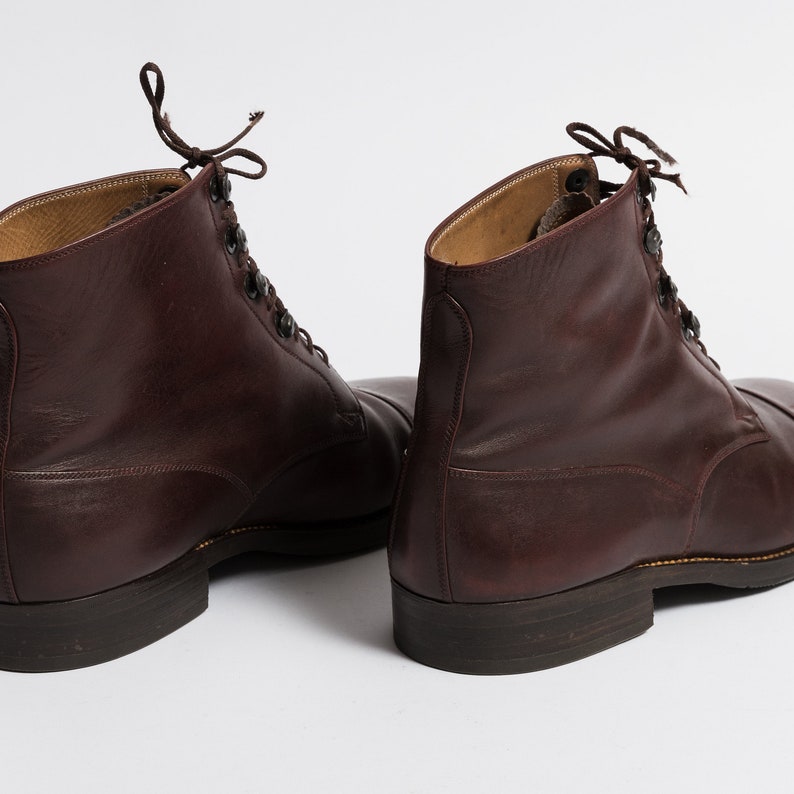 60s Vintage Woman Burgundy High Round Toe Boots Size EUR 41 US