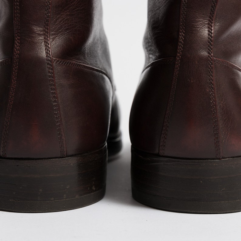 60s Vintage Woman Burgundy High Round Toe Boots Size EUR 41 US