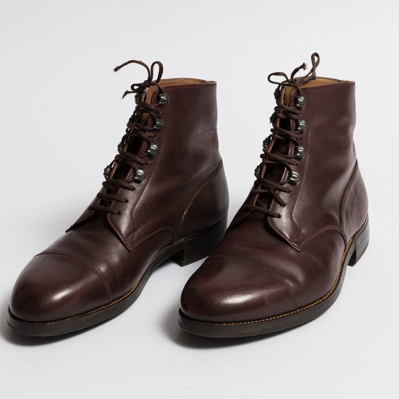 60s Vintage Woman Burgundy High Round Toe Boots Size EUR 41 US