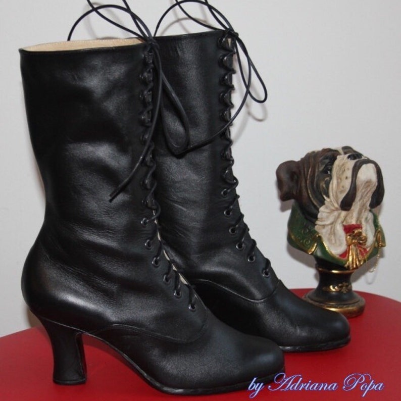 Black Boots Black Leather Boots Victorian Boots Cosplay Boots