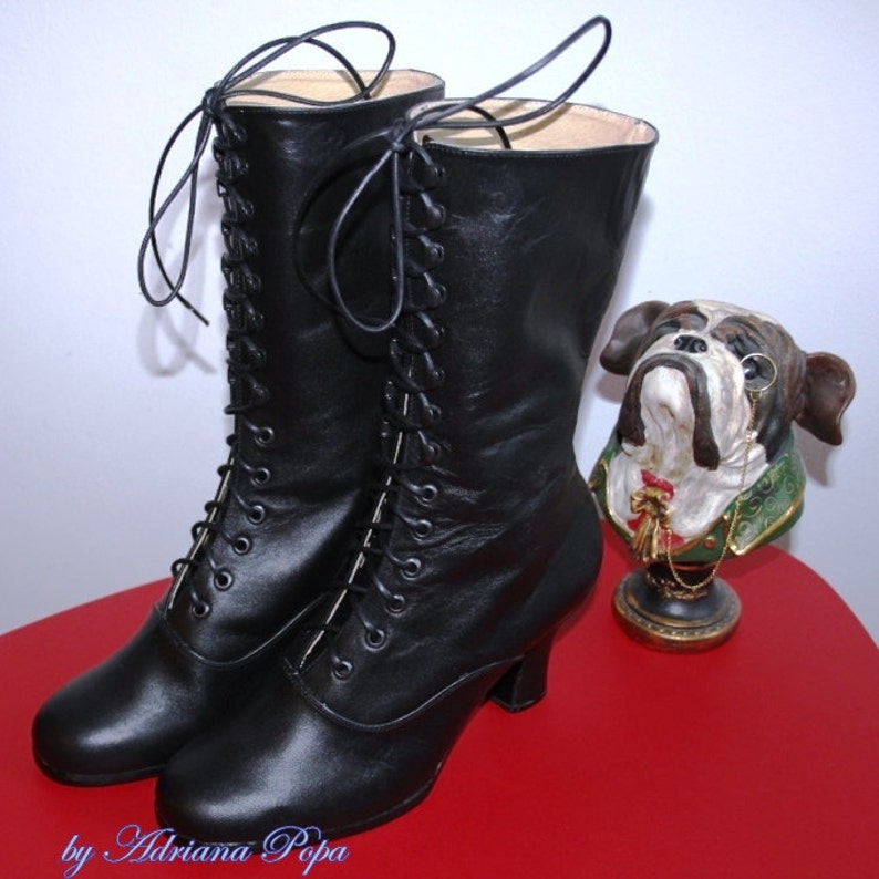 Black Boots Black Leather Boots Victorian Boots Cosplay Boots