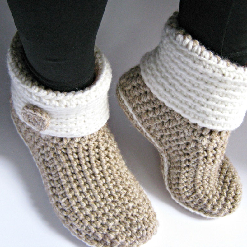 Crochet Slipper Boots With Eco Leather Soles Women Slippers