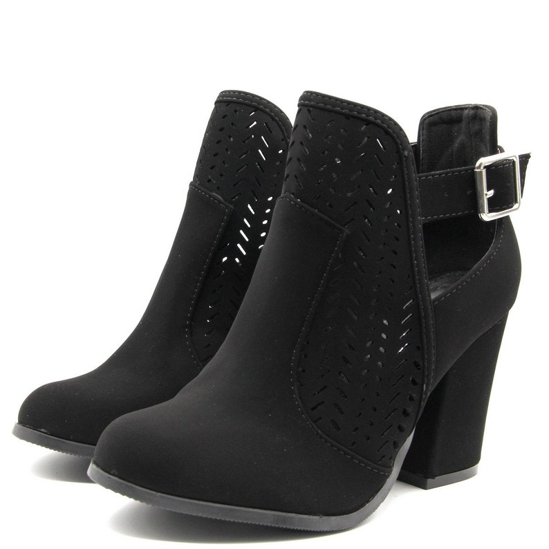 Women Fashion Open Sides Ankle Booties Hollow Laser Cut