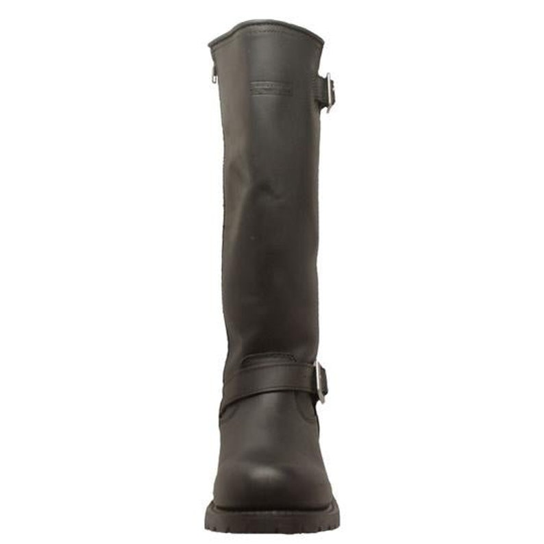 Mens 16 Black Engineer Zipper Biker Leather Boots