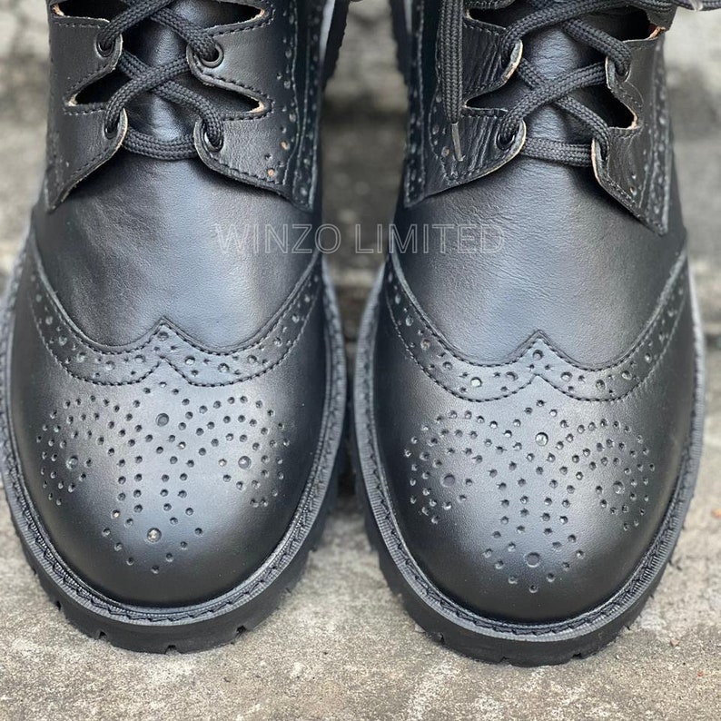 Scottish Ghillie Brogue Leather Boots for Men Handmade
