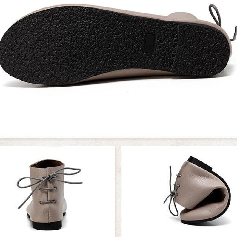 Handmade Gray Shoesankle Bootsoxford Women Fall Shoes Flat