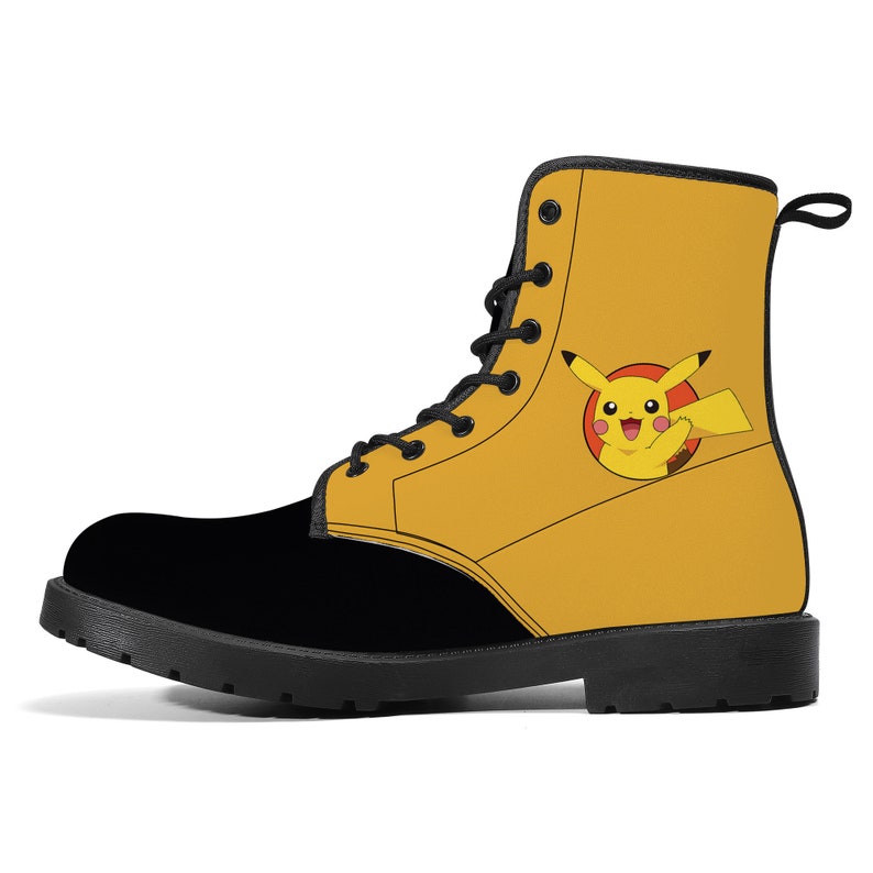Custom Pikachu Inspired Vegan Leather Combat Boots Pokemon
