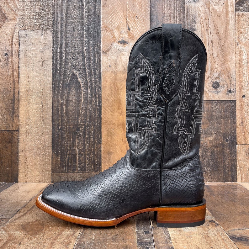 Handcrafted Men's Python Cowboy Boots/ Square Toe Cowboy