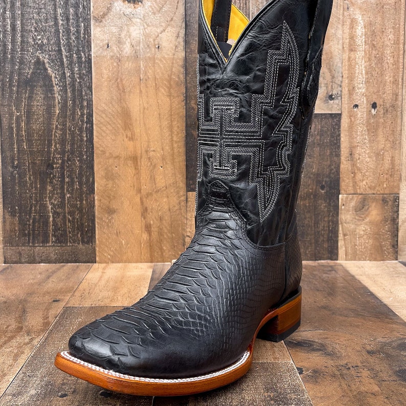 Handcrafted Men's Python Cowboy Boots/ Square Toe Cowboy