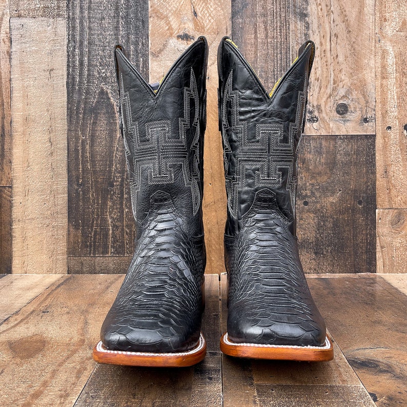 Handcrafted Men's Python Cowboy Boots/ Square Toe Cowboy