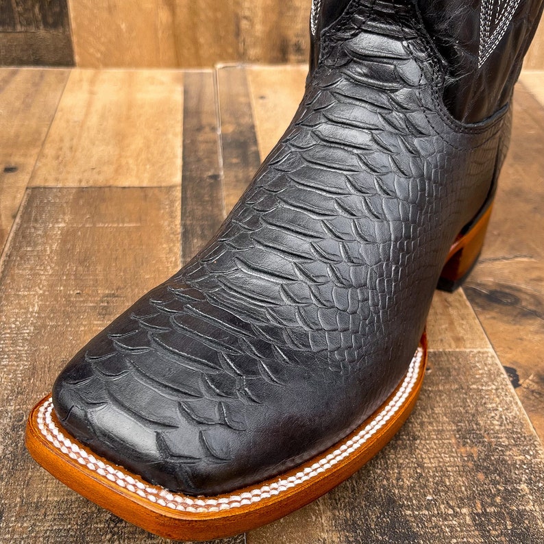 Handcrafted Men's Python Cowboy Boots/ Square Toe Cowboy