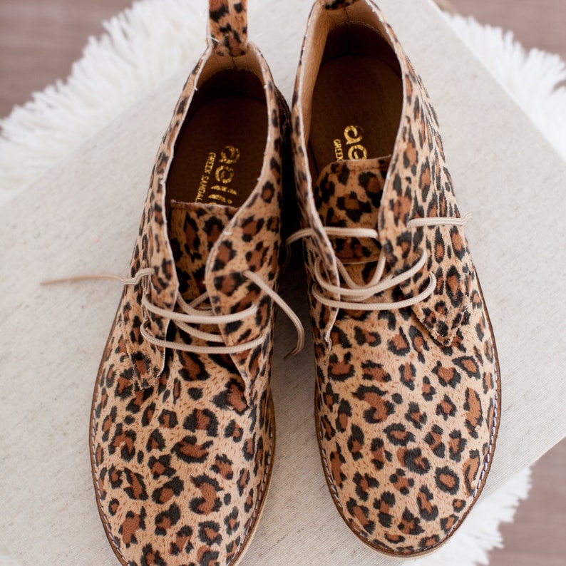 Leopard Booties for Woman Animal Print Boots Eco Leather