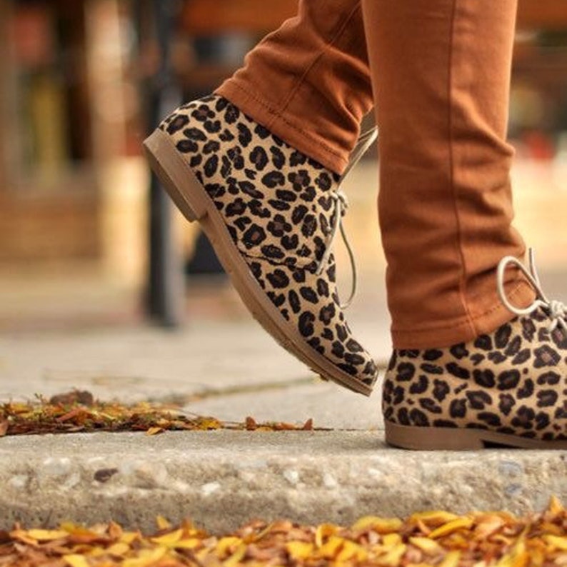 Leopard Booties for Woman Animal Print Boots Eco Leather