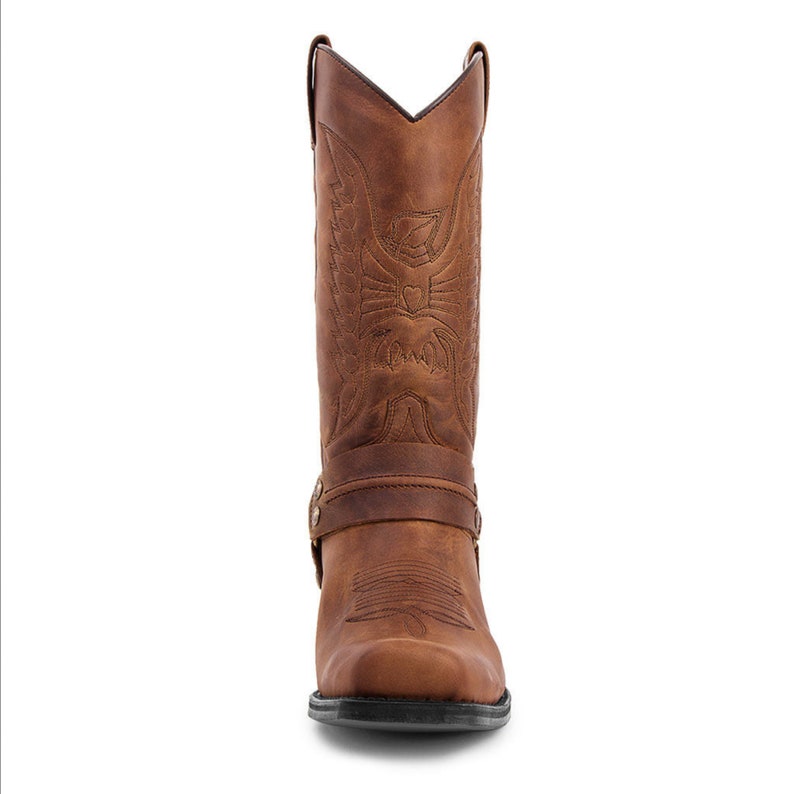 Low Square Heel Cowboy Boots Slip-on Faux Leather Boots