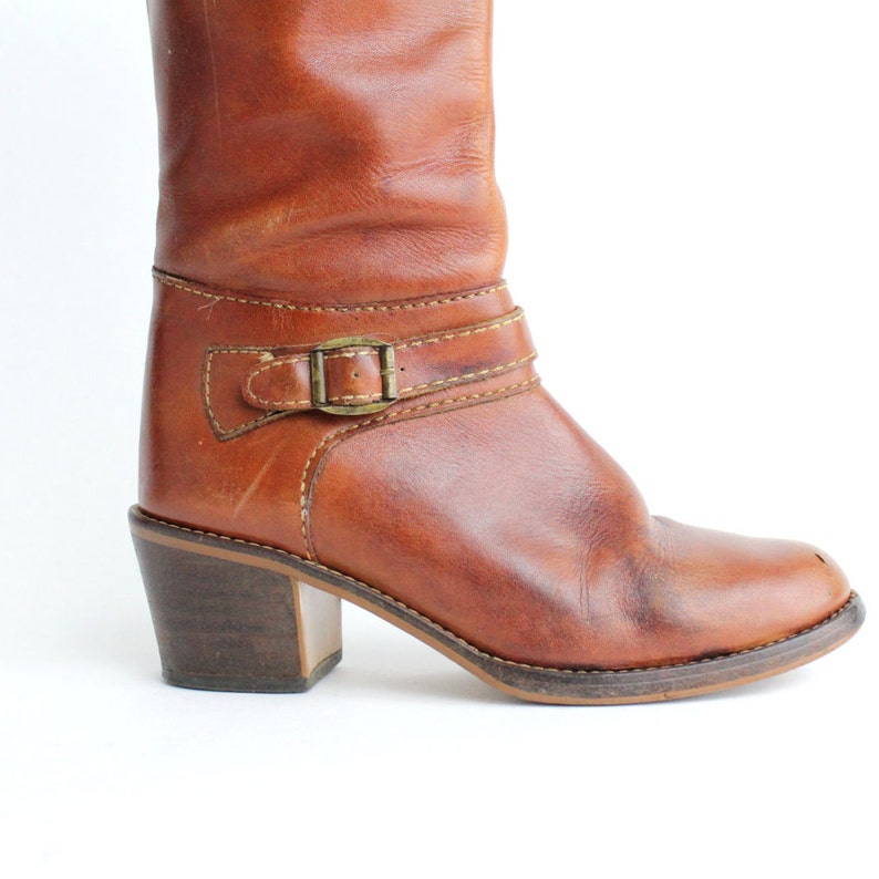 Size 6.5 7 Vintage Supple Leather Riding Boots Brown