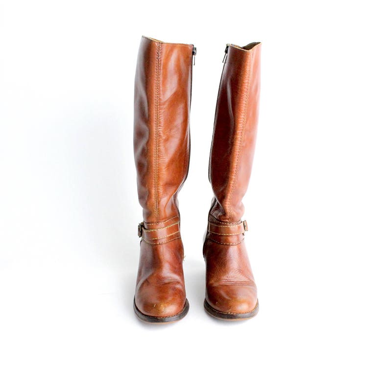 Size 6.5 7 Vintage Supple Leather Riding Boots Brown