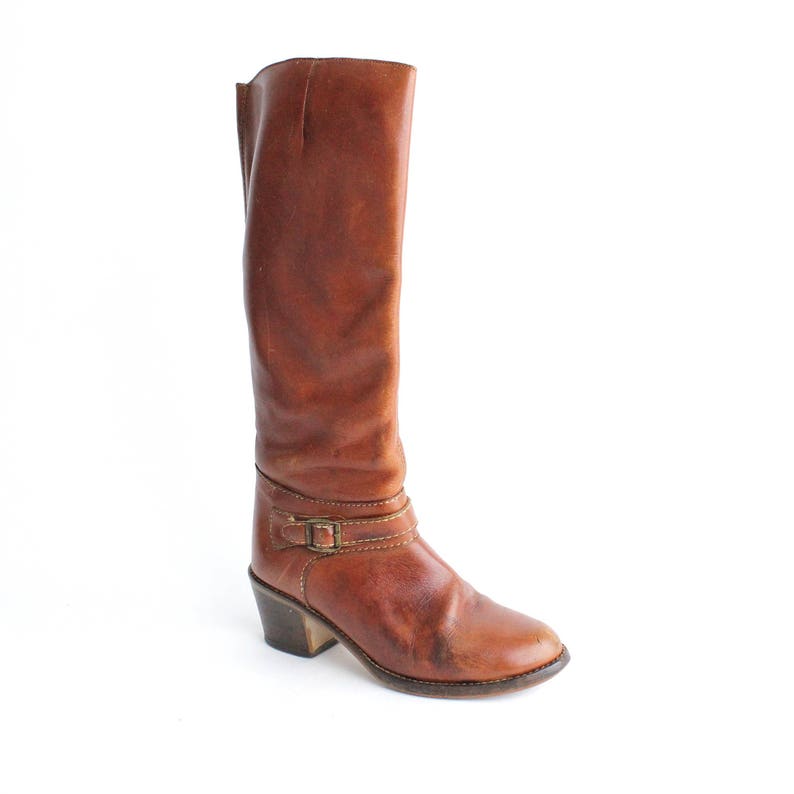 Size 6.5 7 Vintage Supple Leather Riding Boots Brown