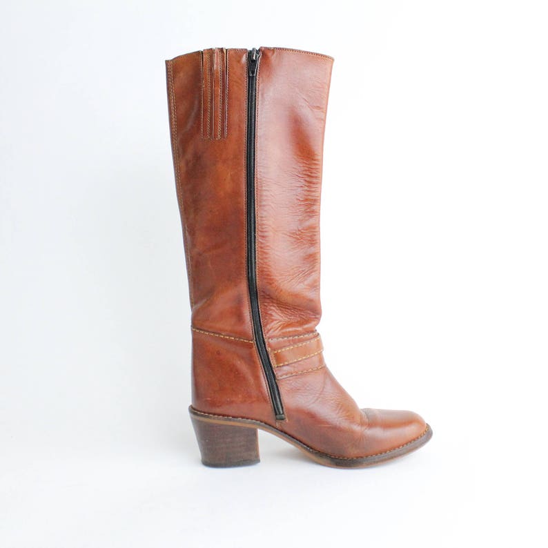 Size 6.5 7 Vintage Supple Leather Riding Boots Brown