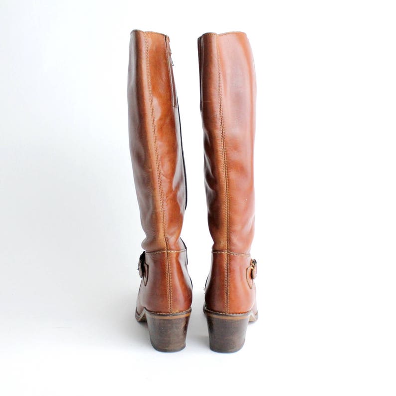 Size 6.5 7 Vintage Supple Leather Riding Boots Brown