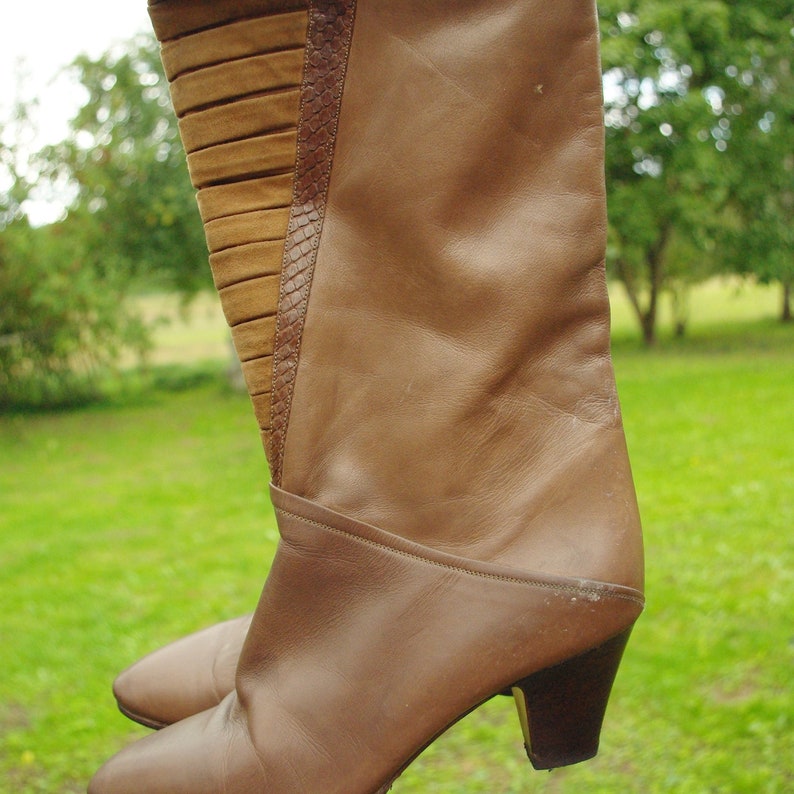 38 Size/vintage Leather Salamander Brown Boots/y2k Brown