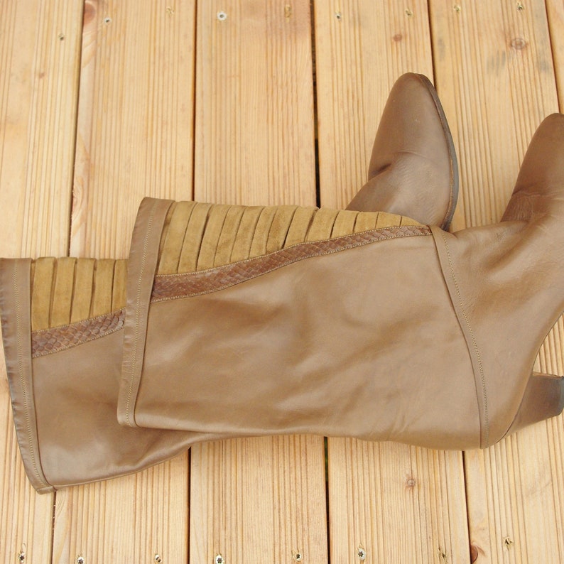 38 Size/vintage Leather Salamander Brown Boots/y2k Brown