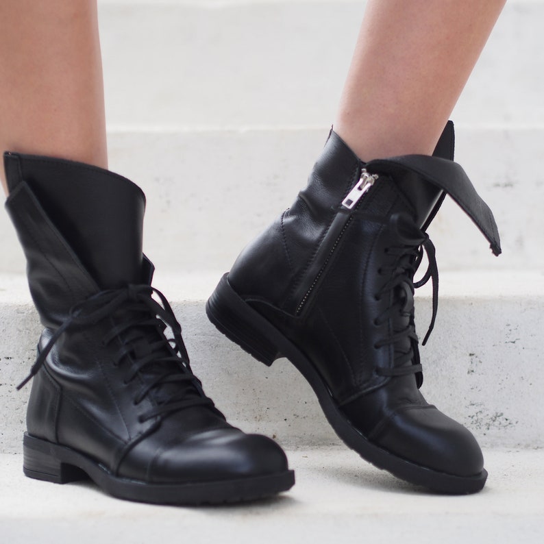 Women Genuine Leather Boots/black Genuine Leather Boots/woman