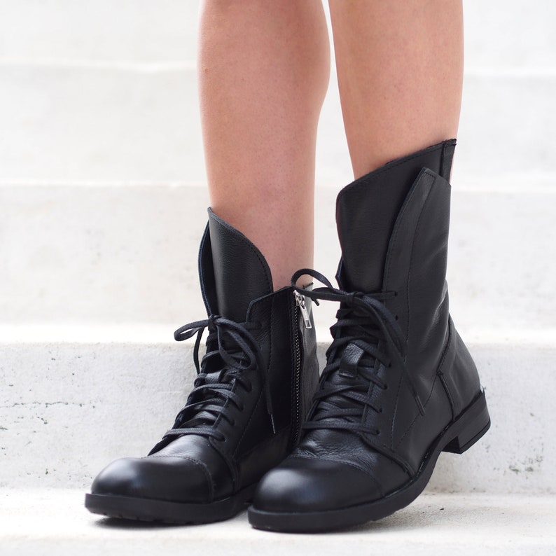 Women Genuine Leather Boots/black Genuine Leather Boots/woman