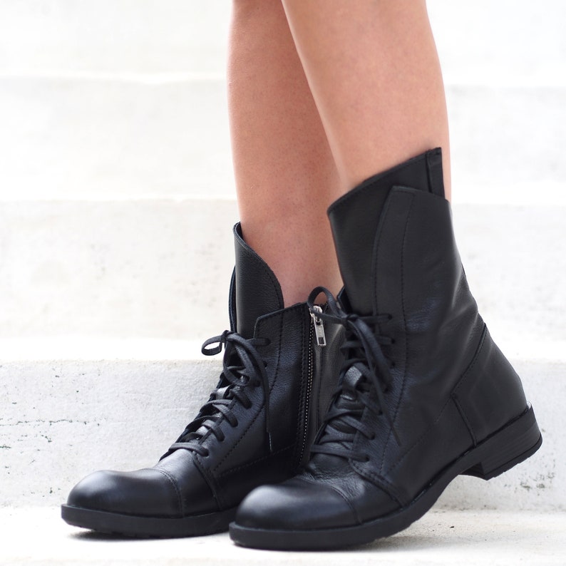 Women Genuine Leather Boots/black Genuine Leather Boots/woman