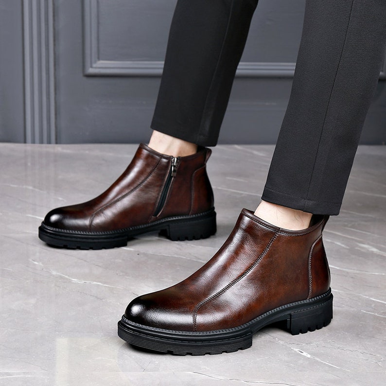 Leather Boots Men's Ankle Boots Mens Dress Boots
